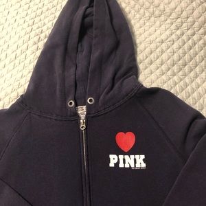 Victoria’s Secret Pink zip up hoodie. Navy blue. New England Patriots.